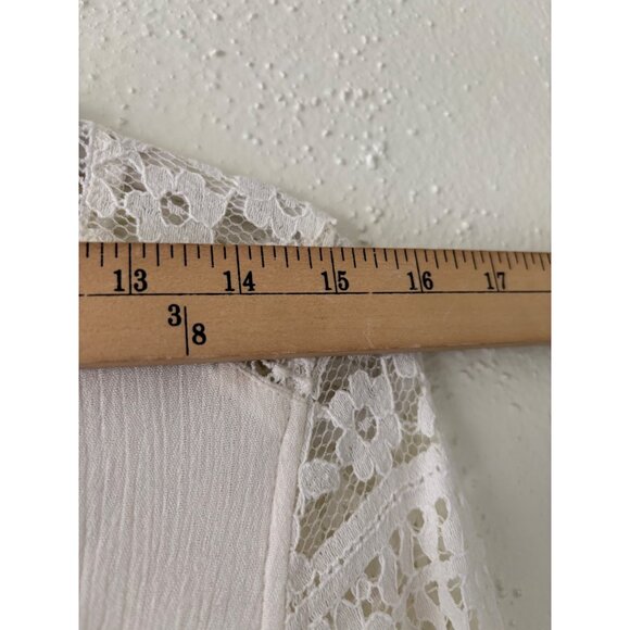 Lost + Wander Lace Crochet  V-Neck Tunic Dress White With Long Sleeves - Picture 10 of 13